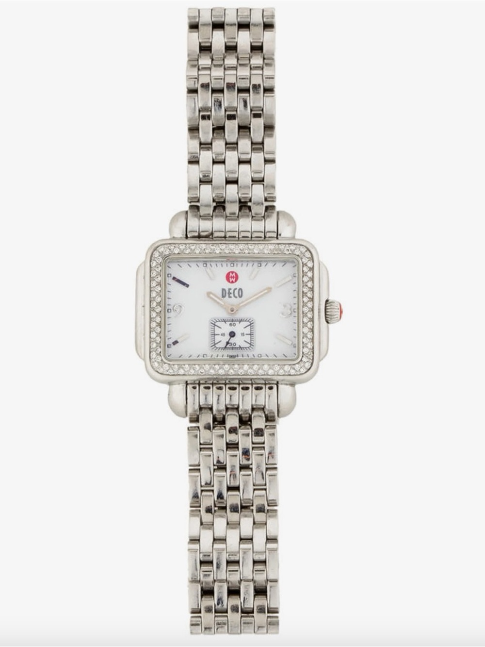 Michele Silver Stainless Steel Diamond-Accent Square Dial Watch - Picture 7 of 10